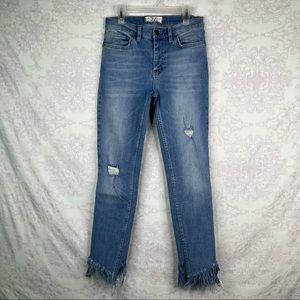 Free People We The Free Great Heights Frayed Skinny Jeans Distressed Size 26